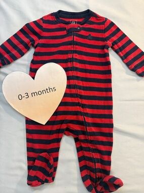 GAP Baby - Navy and Red Striped Footie Sleeper